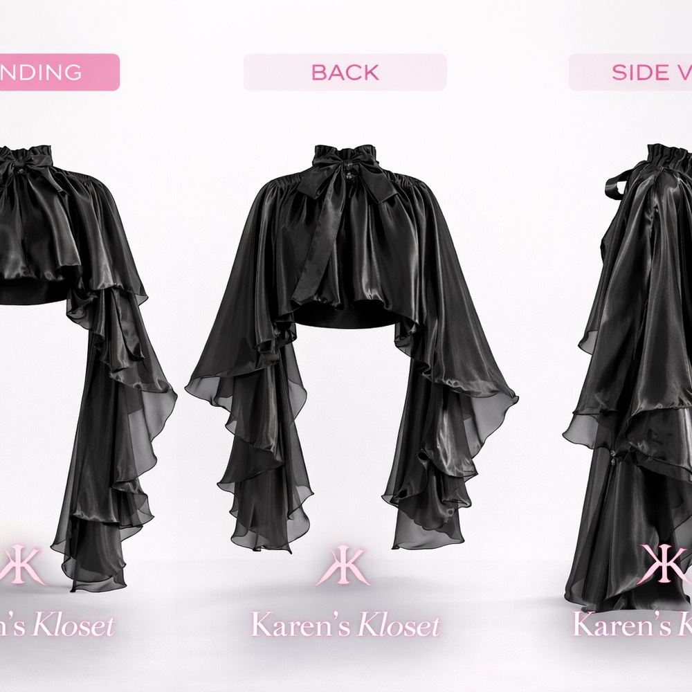 AKIRA Black Ruffled Capelet Blouse